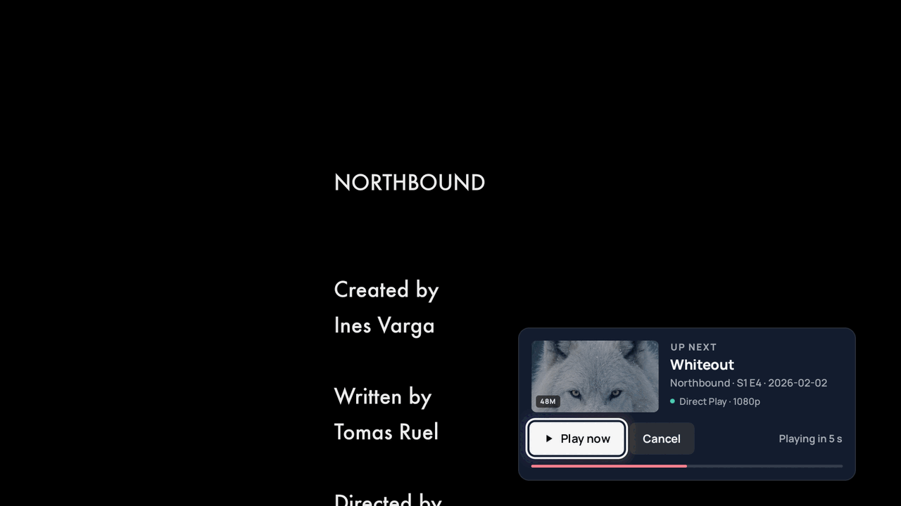 An Up Next card over the end credits, counting down to the next episode